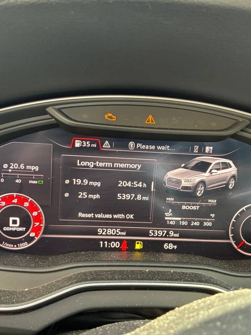 Audi digital instrument cluster showing long-term trip memory and mileage - Winchester, CA