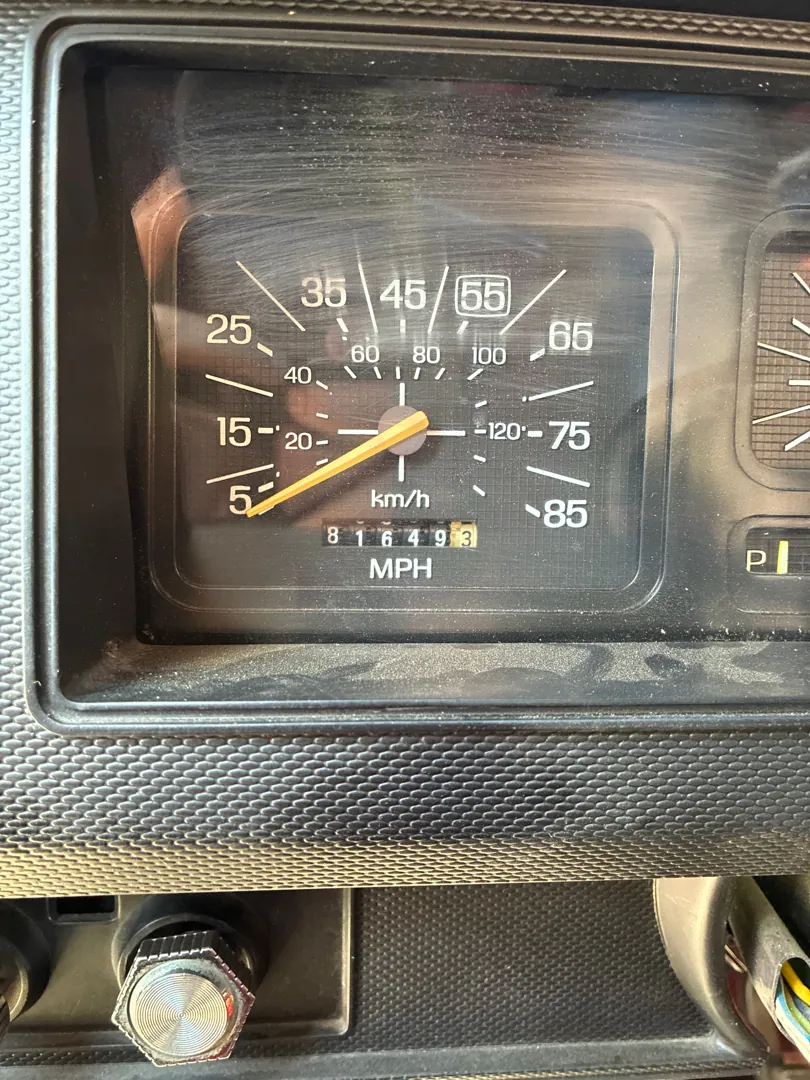 Analog speedometer and odometer in a carbureted 80s Ford pickup - Lake Elsinore, CA