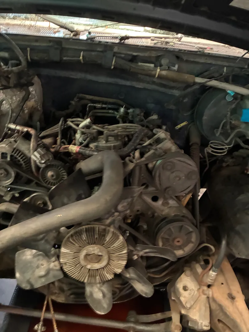 Fan clutch and water pump on an old Ford V8 during an engine swap - Lake Elsinore, CA