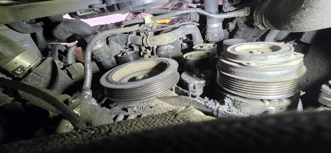 Close inspection of idler and tensioner pulleys on an engine accessory drive - Menifee, CA
