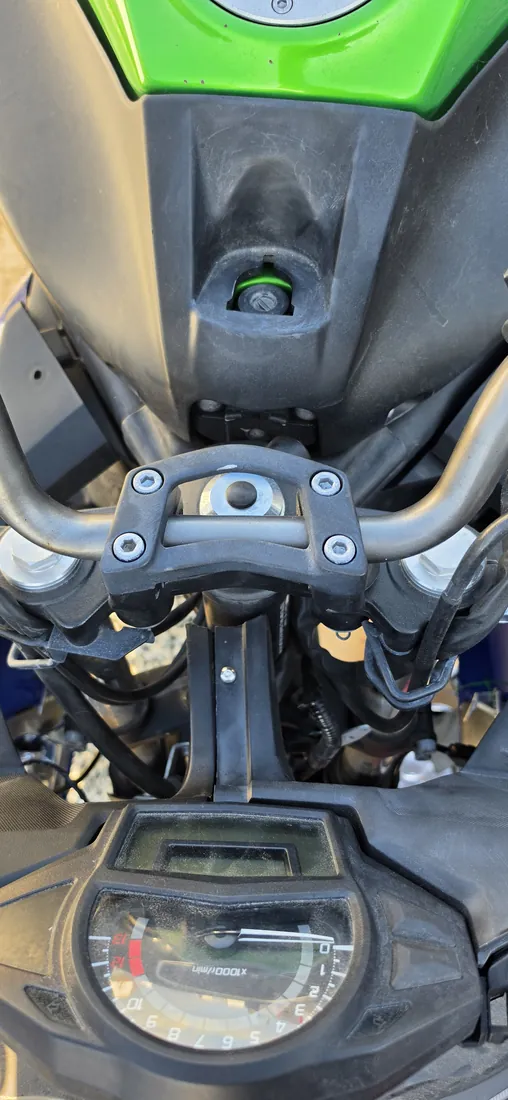 Rider's eye view over the tank of a Kawasaki sport bike part way through a rebuild - Murrieta, CA