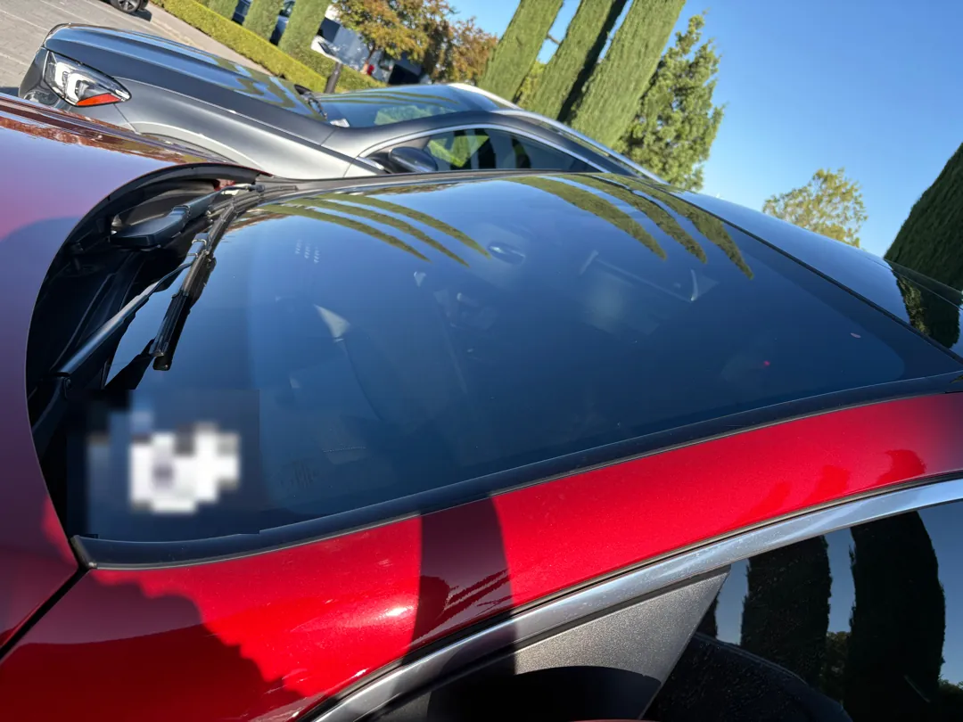 Hood raised on a red Mercedes-AMG GLE coupe during a pre-purchase inspection - Temecula, CA