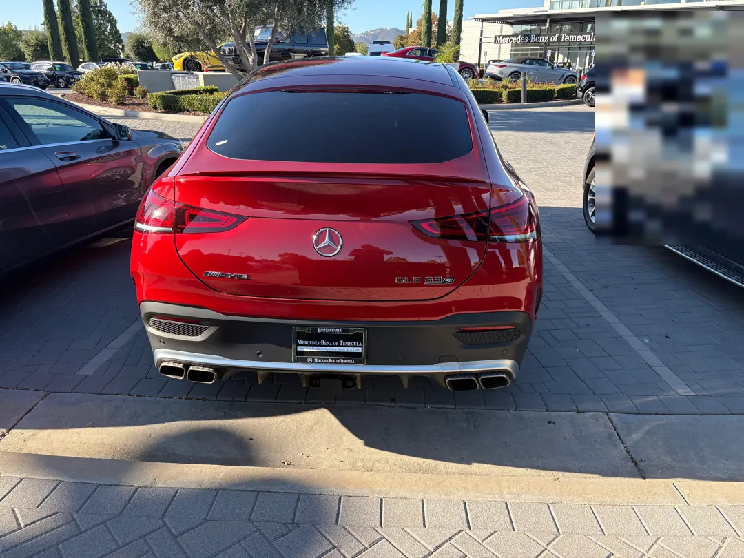 Red Mercedes-AMG GLE coupe photographed at a Temecula dealership during a pre-purchase inspection - Temecula, CA