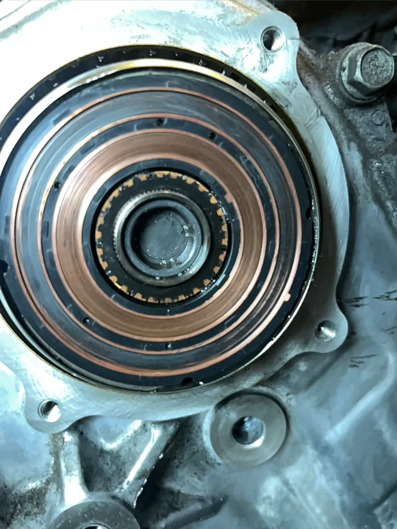 Close view of automatic transmission case internals and pump seal surface - Murrieta, CA
